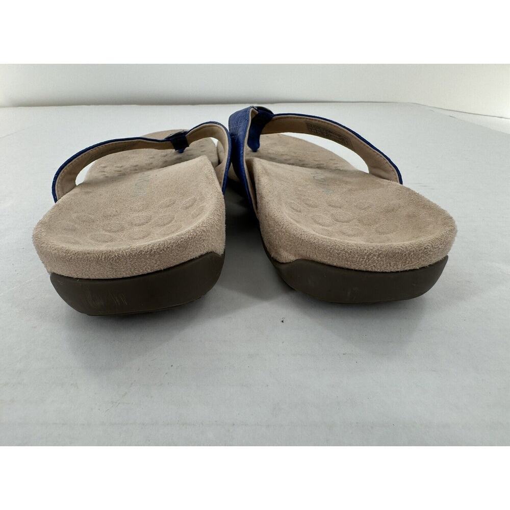 Vionic Sandals Womens 7 Hilda Woven Thong Flip Flop Blue Leather Flats Comfort​ - Picture 5 of 7